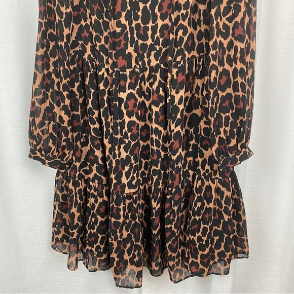J.Crew Animal Print Tie Neck Tiered Dress Sz.M - Picture 13 of 16